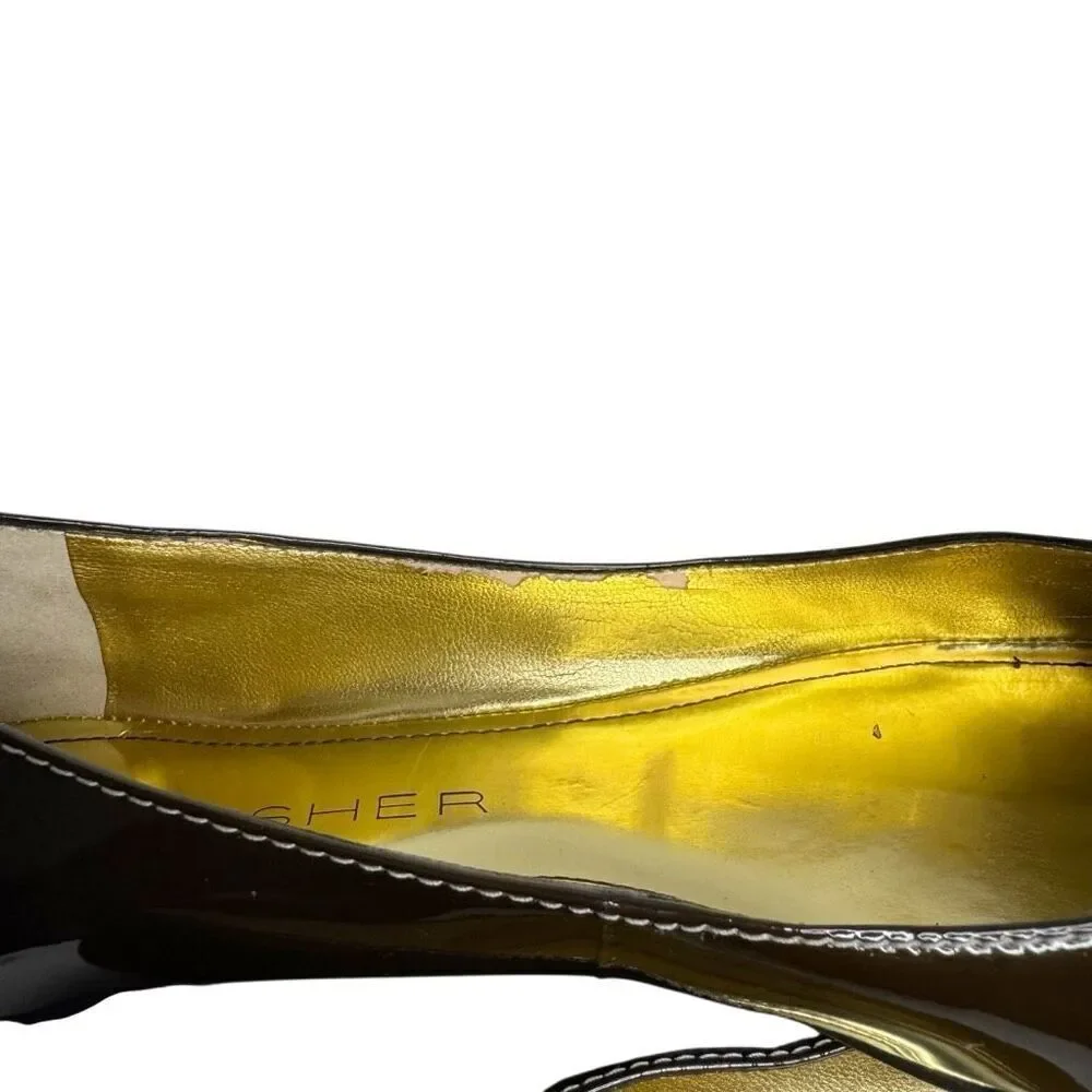 Marc Fisher brown patent leather Belinda ballet flats size 7.5
